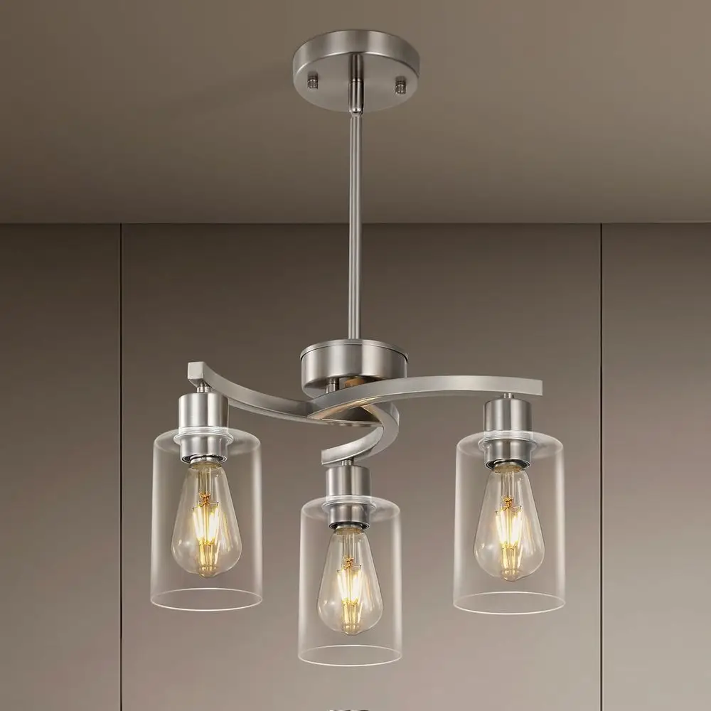 

Adjustable Height Industrial Pendant Lights with Glass Shades for Dining Room and Kitchen Island