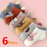 6Pairs/Lot Newborn Baby Socks Kids Boys Girls Cotton Cartoon Soft Sock Children Toddler Non-Slip Short Socks For 0-5Years