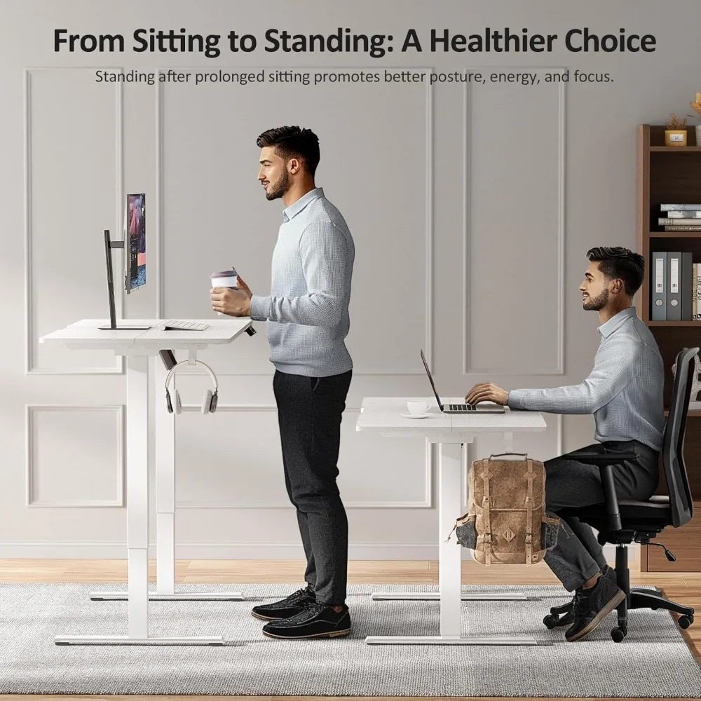 63 Inch Electric Standing Desk Adjustable Height with Wheels,Sit Stand Up Desk,Home Office Desk,Computer Workstation