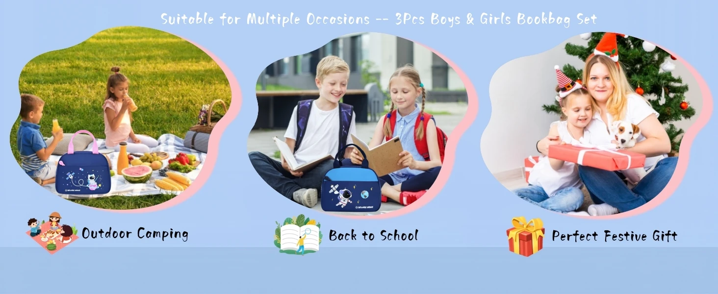 3pcs Boys Backpack with Lunch Box 
