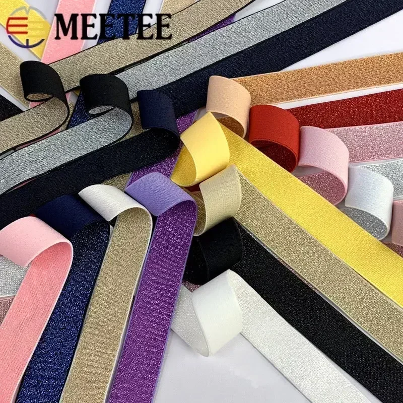 

2/5/10M 25-50mm Nylon Elastic Tape for Waistband Bag Gold Silver Silk Rubber Band Shoes Skirt Belt Strap DIY Sewing Accessories