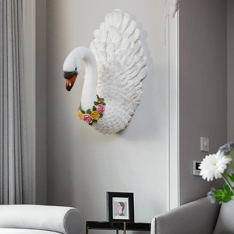 

New swan wall hanging style modern home wall decoration pendant flamingo three-dimensional animal resin process