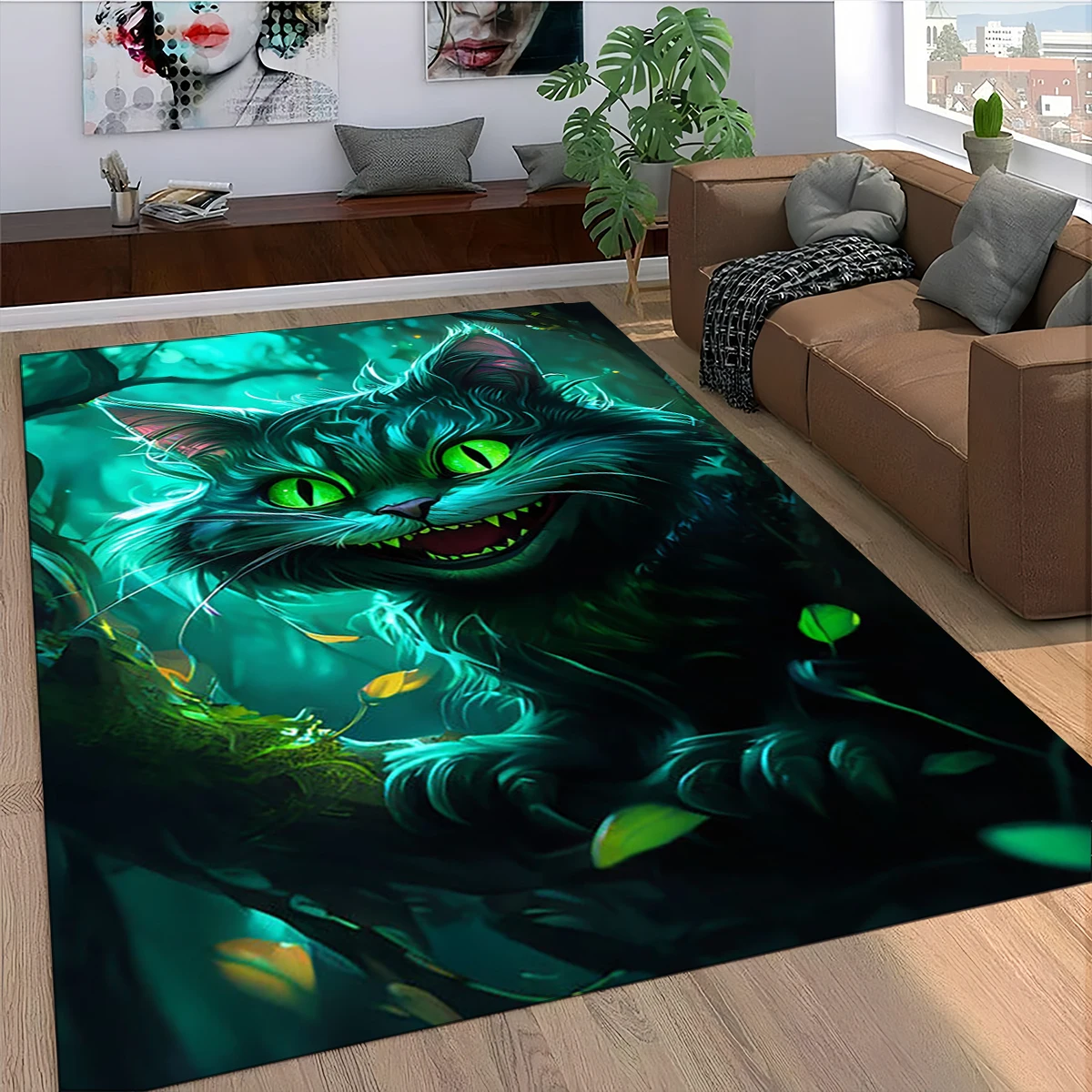 2025 New Cheshire Cat Alice Cartoon Disney Carpet Rug for Bedroom Living Room Home Sofa Decoration,Children Game Decor Floor Mat