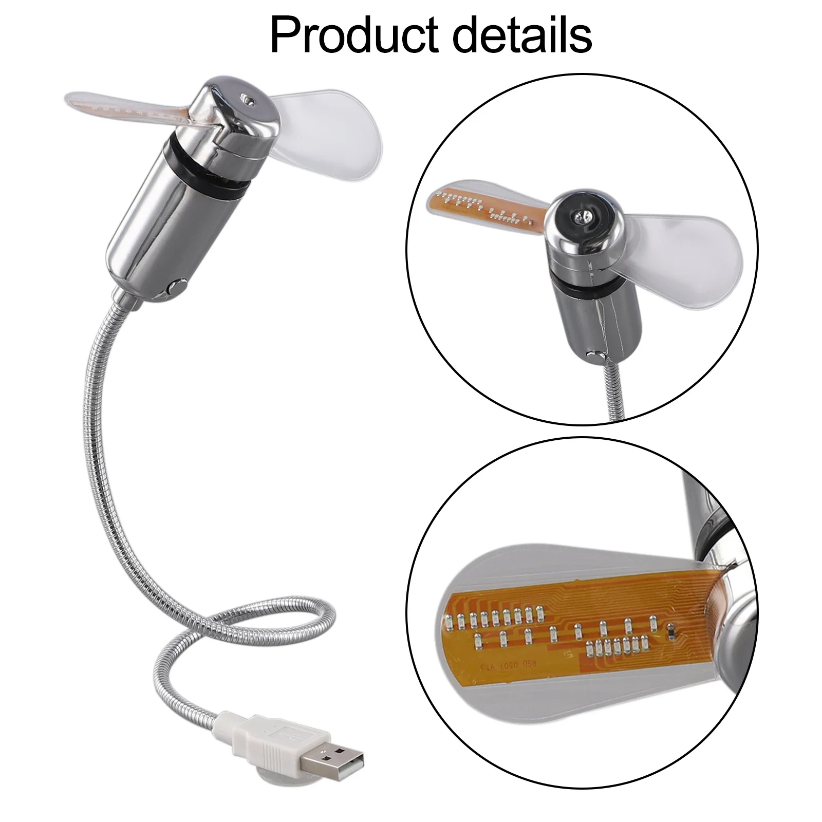 Adjustable USB Powered Clock Fan 400.00x88.00x25.00mm 15.75x3.46x0.98inch Temperature Display Fan Lightweight Fan