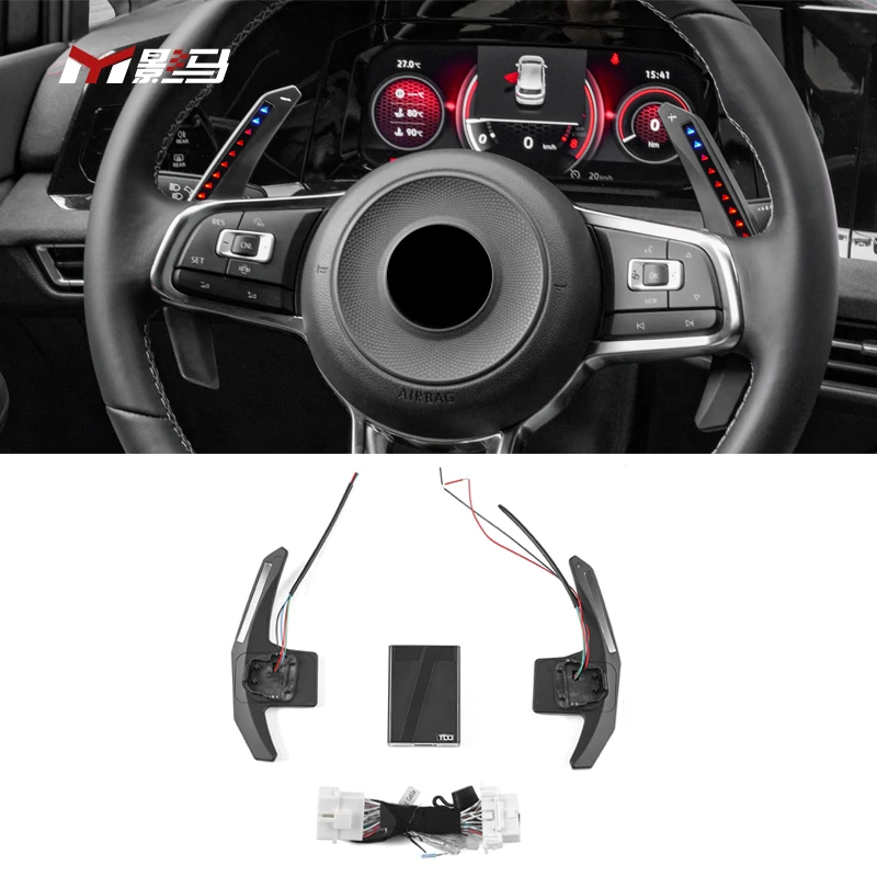 Extensión de palanca de cambios LED para volante de coche, paleta de cambio de fibra de carbono para VW Golf 7 7,5 MK7 7,5 R GTI r-line