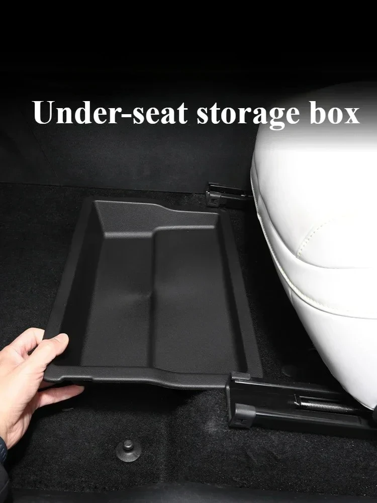 For XPeng G6 2023 2024 Car Under Seat Storage Box Front Row Seat Lower Organizer Hidden Drawer Trash Bin Car Interior Accessory detail image 1
