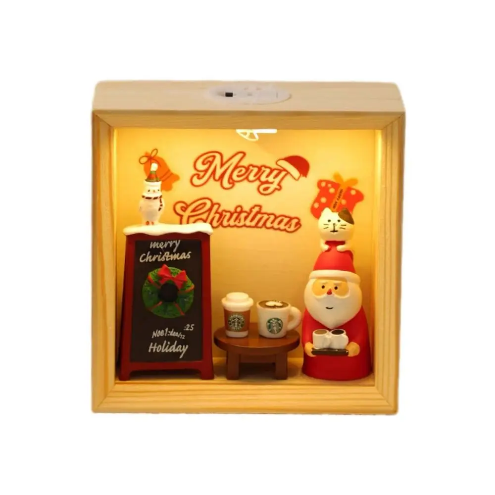 Decorative Wooden Shadow Box Frame Transparent Handmade Wood DIY Nightlight Soft Light Acrylic Panels
