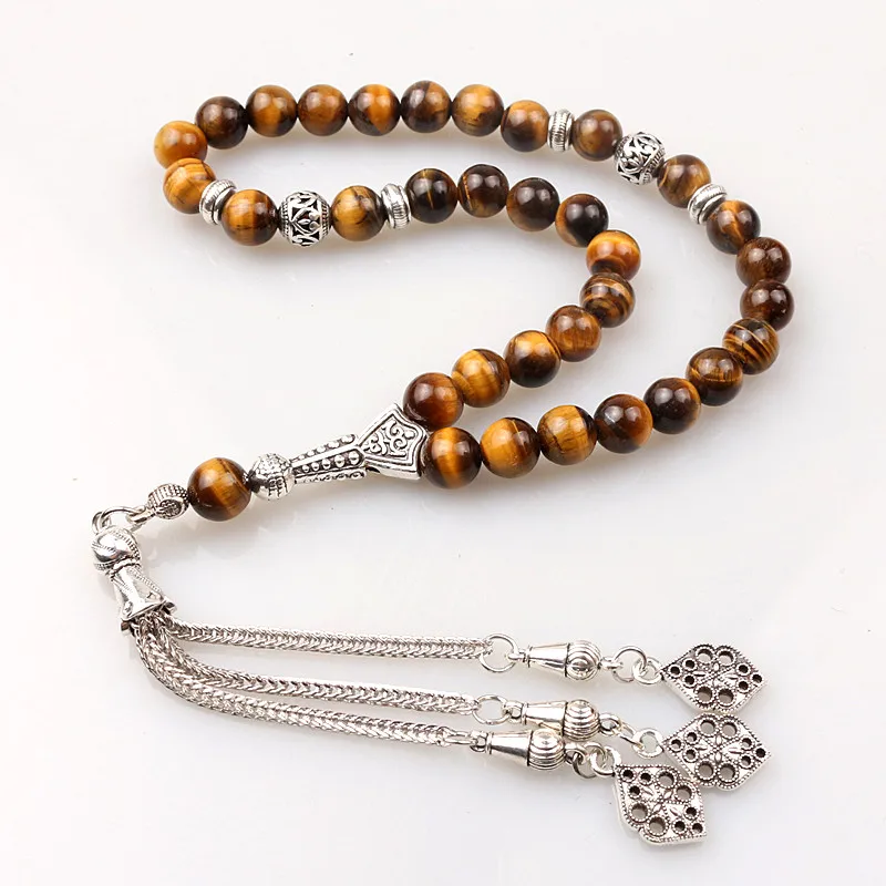 Tasbih Premium Muslim Prayer Beads Made with 8mm Natural Stone Beads for Daily Misbaha and Meditation