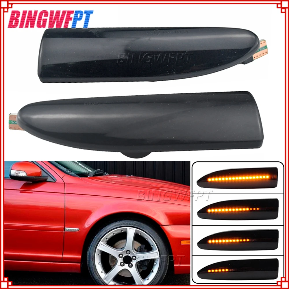 

2 шт. динамические светодиодные боковые указатели поворота (стрелки) для JAGUAR X-TYPE 2002-2009, тюнинг автомобиля