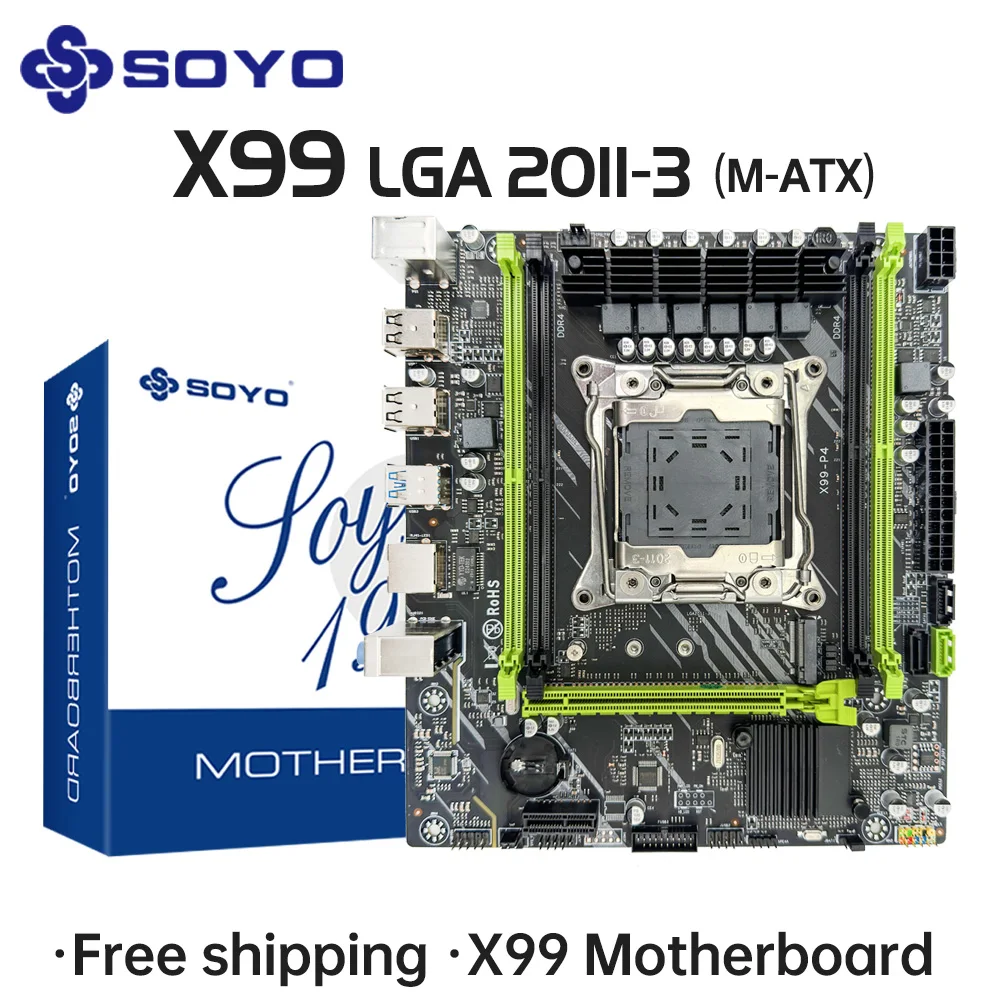

Материнская плата SOYO X99 D4 LGA 2011 3 со слотом M.2 Поддержка X99 C612чипа DDR4 Память SATA3.0 USB3.0 PCI16X