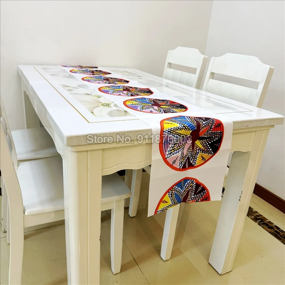 Round Plates Bohomian Traditional Art Eritrean Ethiopian Table Runner Wedding Tablecloth for Dining Coffee Kitchen Living Room