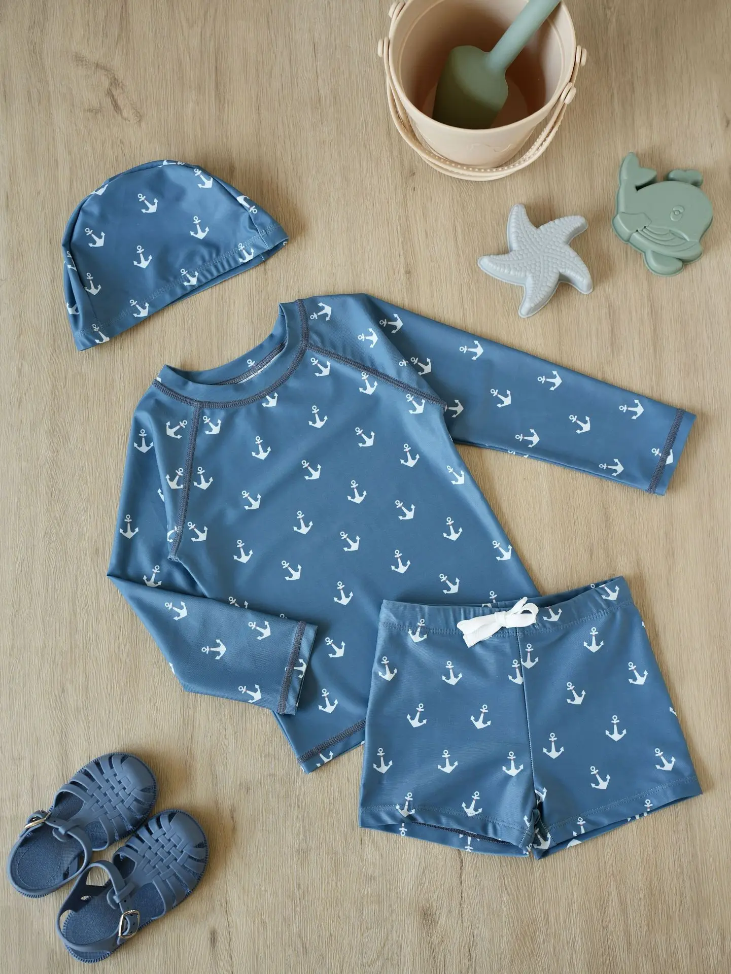 

toddler kids Boys split swimsuit with hat summer baby boys cute printed long sleeve swimsuit children sun protection swimwear