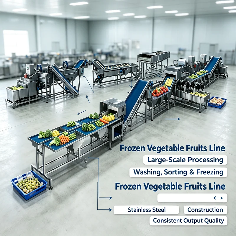 Frozen Fruit And Vegetable Production Line, Continuous Washing Cutting Freezing Equipment, For Food Processing Factory