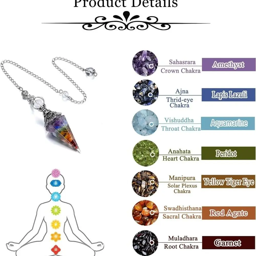 Hexagonal Cone Natural Chips Pendulums Yoga Pendant Dowsing Crystal Pendulum Spiritual Amethysts Witchcraft Pendulo Women Girls