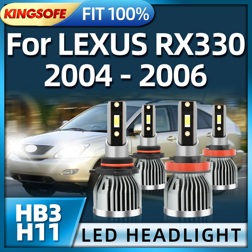 

KINGSOFE 2/4Pcs LED Headlight Bulb HB3 H11 Auto Lamps 110W High Power 6000K White For LEXUS RX330 2004 2005 2006