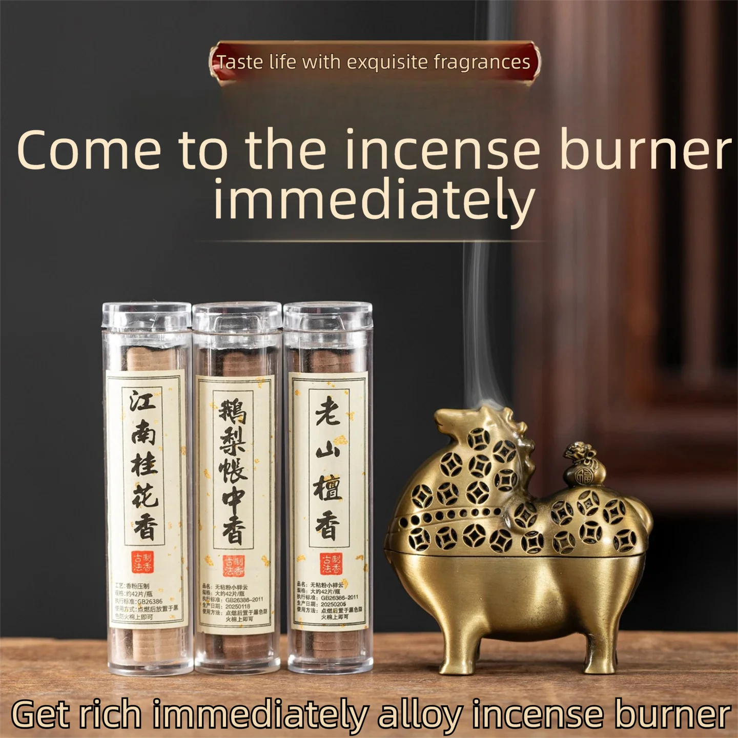 Pure Natural Mini Incense Burner with Reed Diffuser - Meditation Sandalwood Cinnamon Ambergris Plant Extract Incense