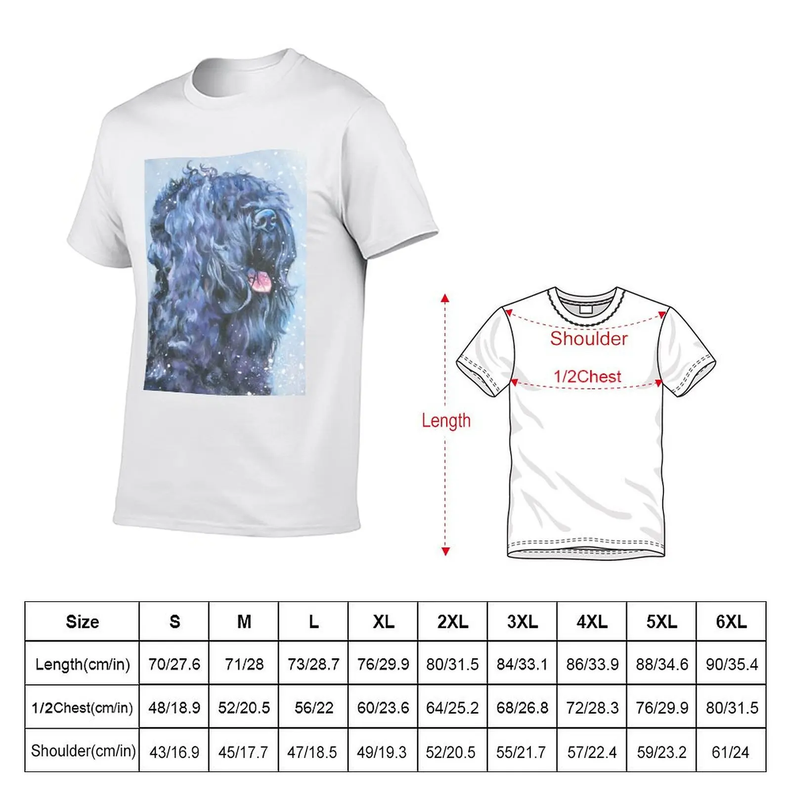 Black Russian Terrier Fine Art Painting T-Shirt Casual Everyday Short Sleeve T-Shirt