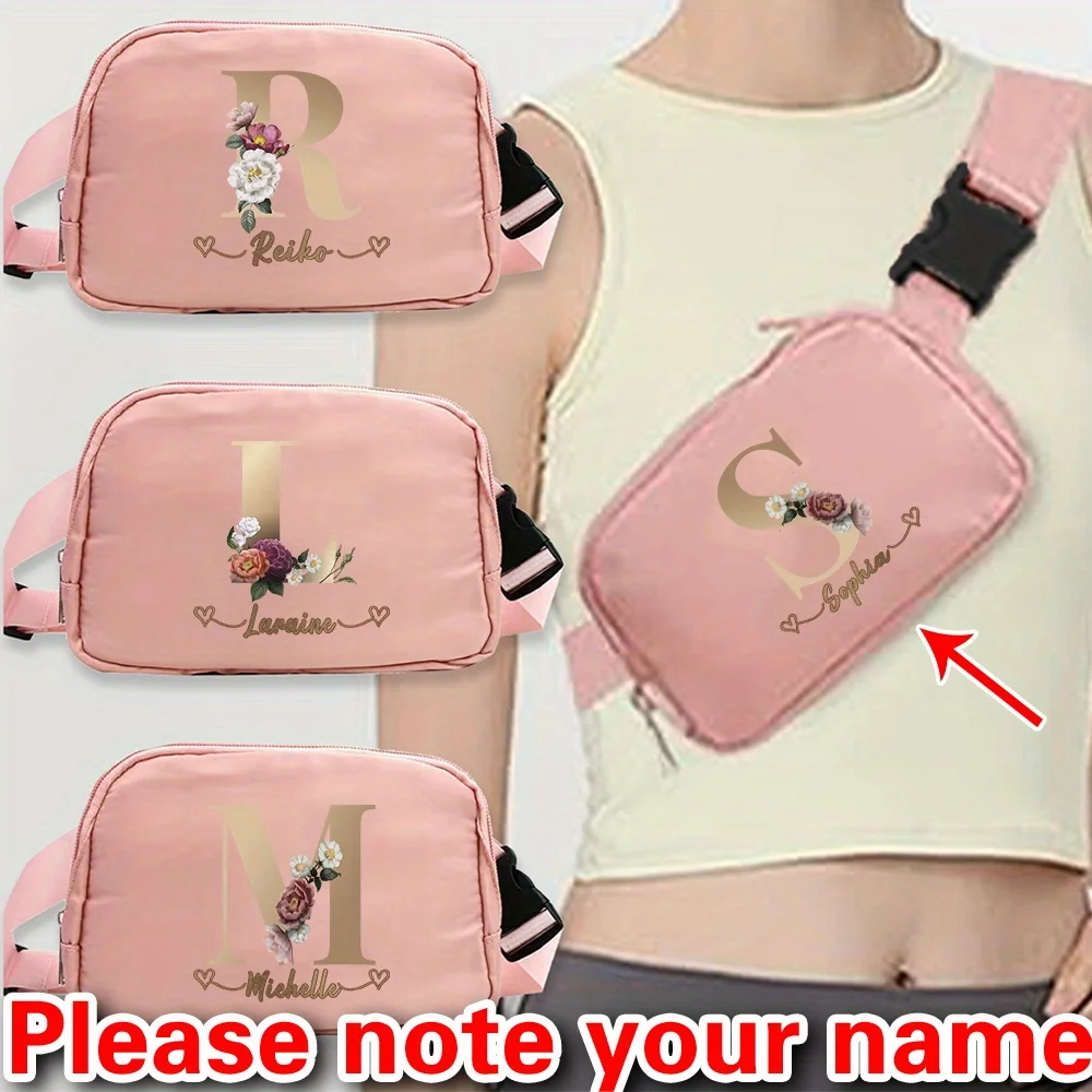 

Personalized Customized Rose Gold Letter Waist Bag Multifunctional Waist Bag Fashionable Crossbody Bag