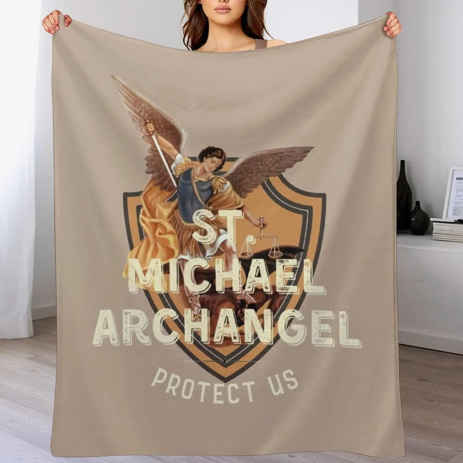 Saint Michael, St Michael Archangel Throw Blanket Picnic Plush Blankets