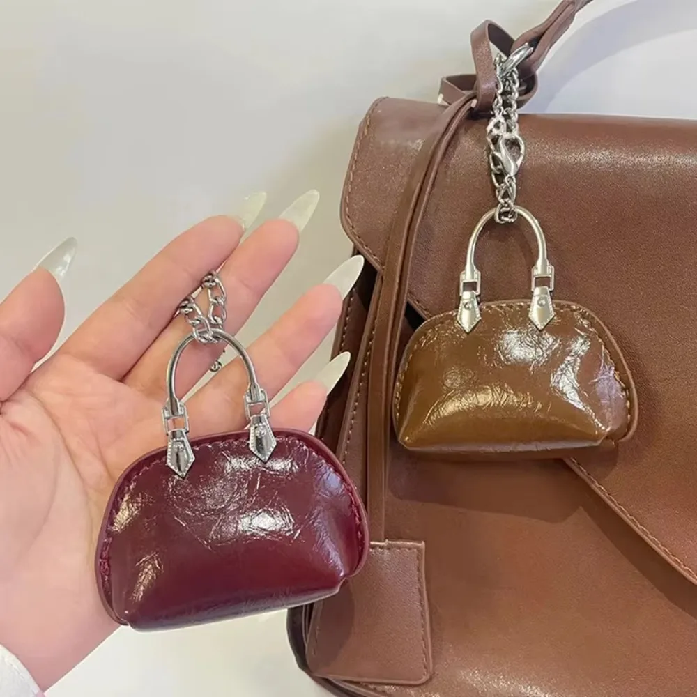 Bag Pendant Mini Handbag Change Coin Purse Exquisite Bag Keychain Hanging Decoration Charm Accessories PU Leather Solid Color