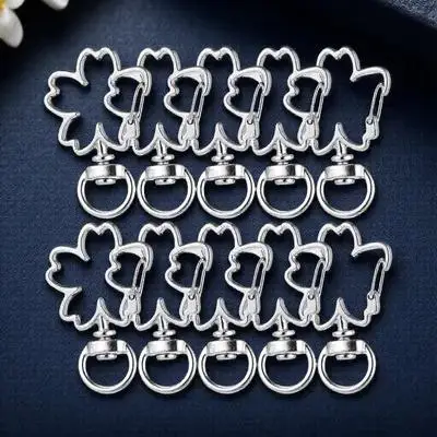 

10pcs Sakura Keychain Clips Metal Spring Snap Clasps For Diy Jewelry Making Lanyard Swivel Hooks Hanging Buckles