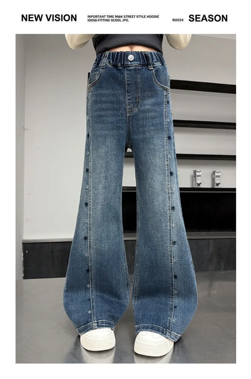 Mädchen-Schlaghosen UNITIM Herbst 4-14 Jahre Kinder-Jeans Skinny Freizeithosen für junge Mädchen und Teenager Mädchen Denim-Hosen – Detail 10
