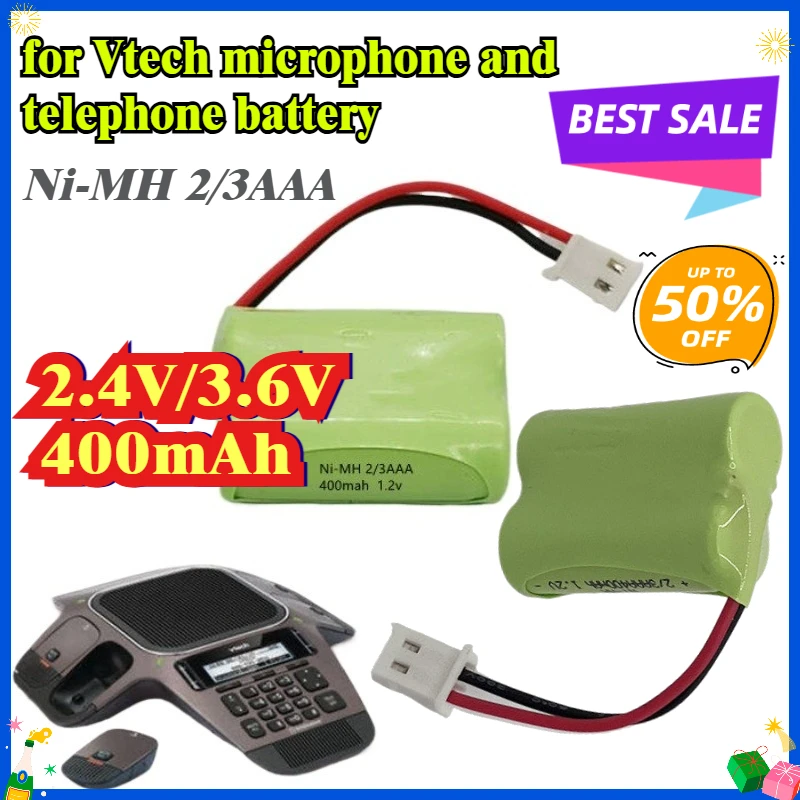 

2.4V 3.6V 400mAh Battery Pack for Vtech Microphone and Telephone Battery Ni-MH 2/3AAA