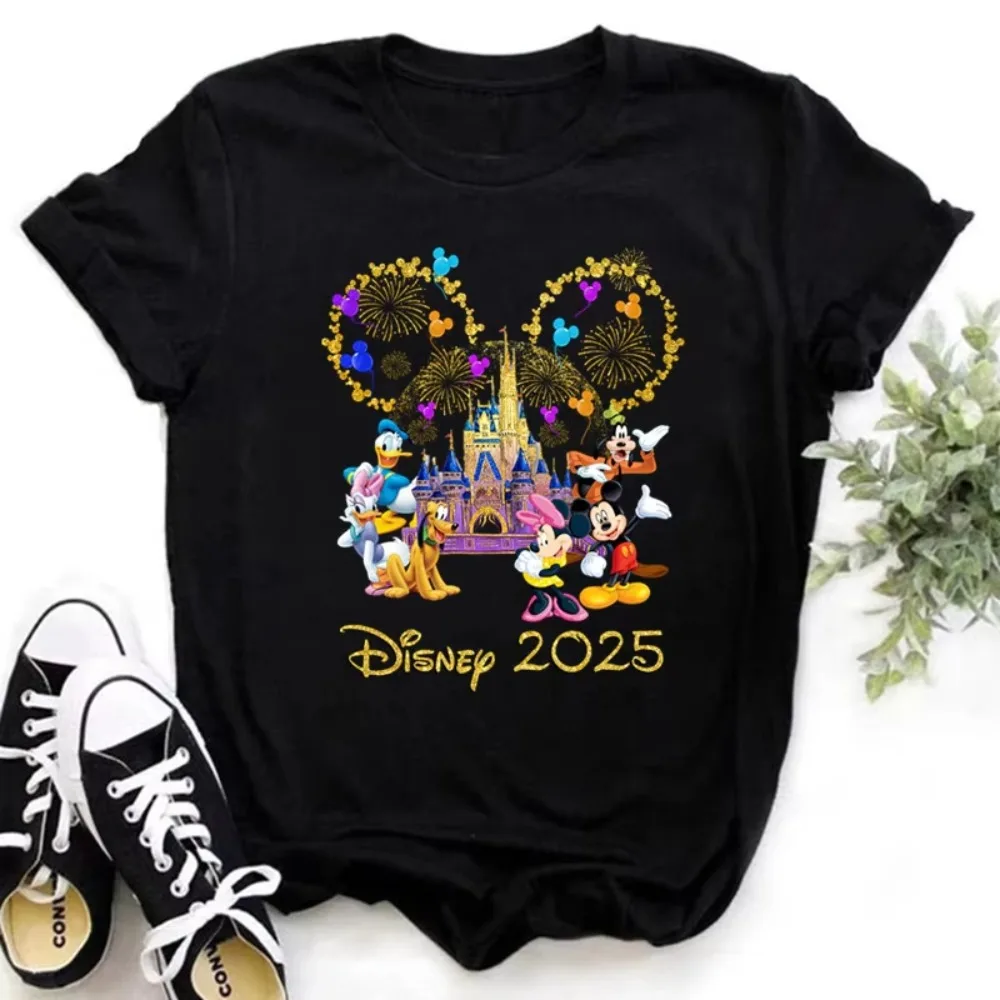 

Summer Parent-child Clothing Funny Gold Disney 2025 Women's T-shirt Summer Women's T-shirt Casual Short-sleeved T-shirt