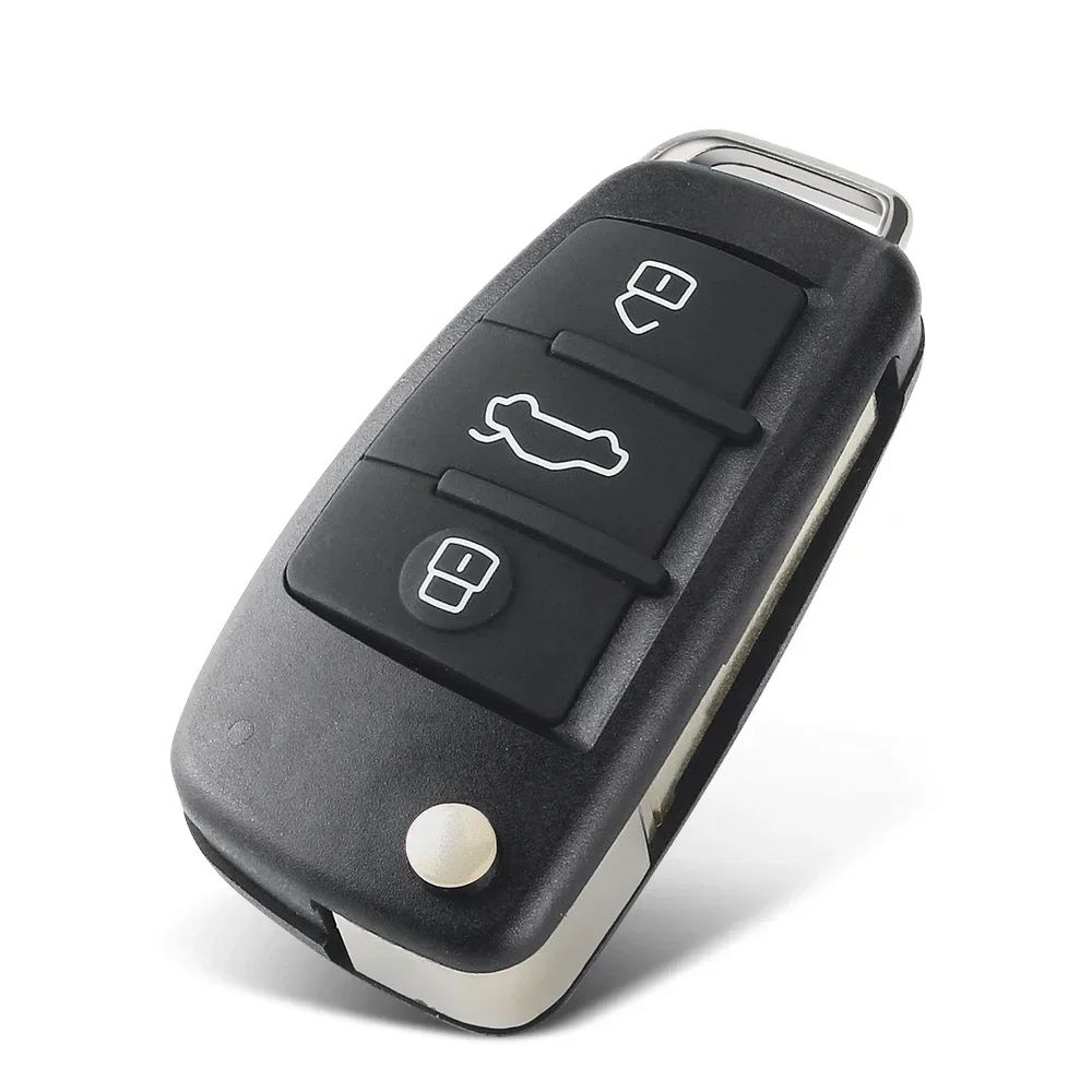 KEYYOU Folding Smart Car Fob Housing Cover 3 Buttons Remote Flip Key Case Shell For Audi A3 A4 A6 Q7 TT HU66 Uncut Blade