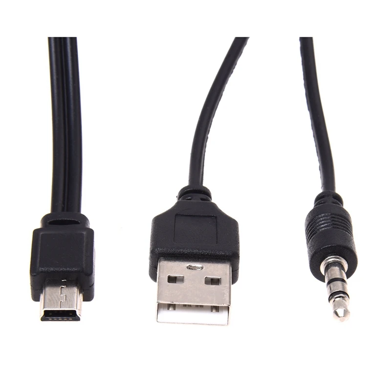 3 Pcs 3.5Mm Aux USB2.0 Male Mini 5 Pin USB Portable Speaker Audio Cable