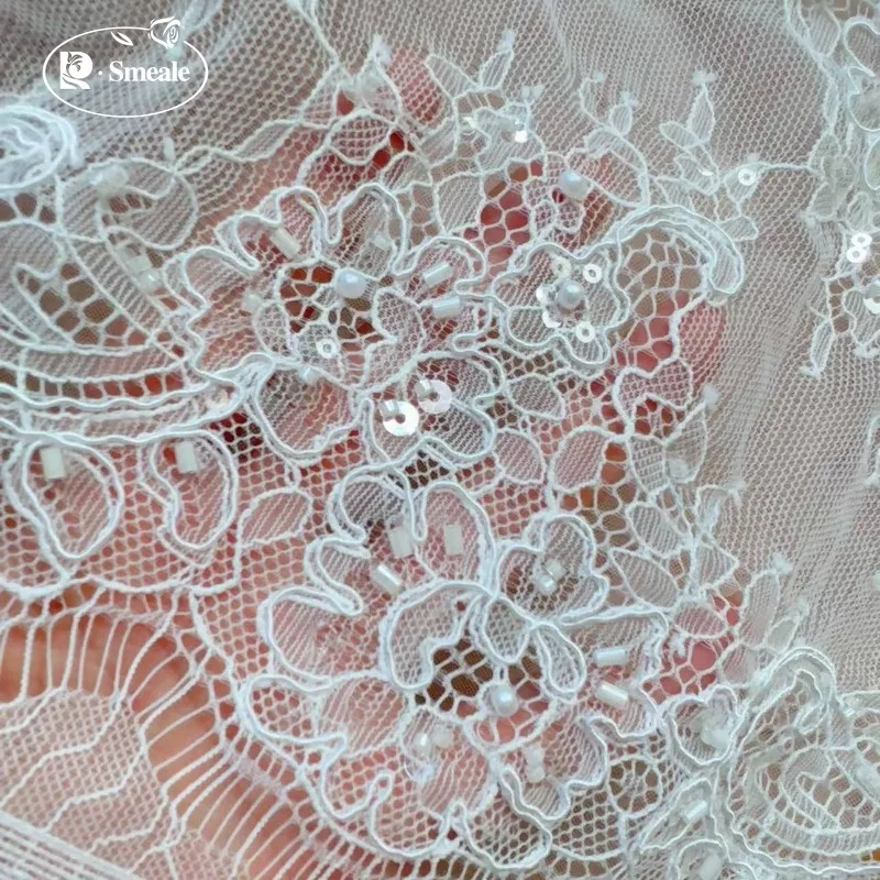 Superior Quality 3 Meter White Beaded Lace Veil Wedding Dress Decorative Accessories Handmade