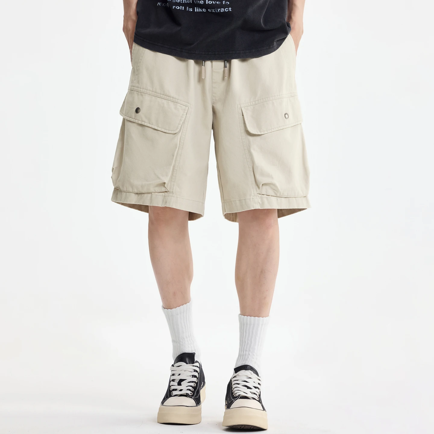 

Мужские летние свободные шорты из чистого хлопка больших размеров в стиле карго, городской уличный стиль, техно-одежда, короткие брюки