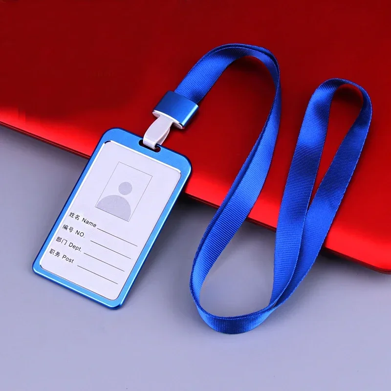 Fashion Metal Card Holder for Work Name Badge Holder with Lanyard Business Work Card Name Case for ID Bank Credit Card Holder