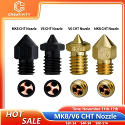 MK8/V6 CHT Brass Hardened Steel Nozzle MK8 Nozzle M6 High Flow Copper High Temperature Wear Resistance For 1.75/3.0 MM Filament