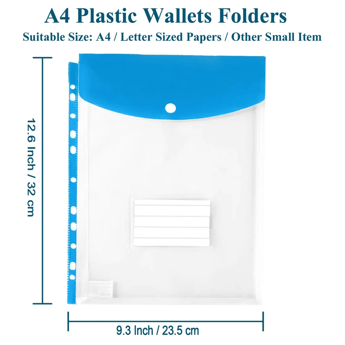 12Pack Plastic Envelopes, Binder Pockets for 3/4/11 Ring Binder,Expandable Document Organizer with Snap Button and Label