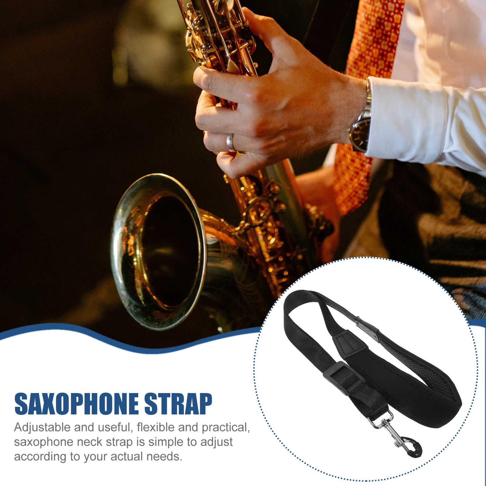 

Neck Adjustable Blue Metal Hook Alto Saxophone Neck Strap Nylon Alto Tenor Straps Saxophone Accessory Travel Outdoor