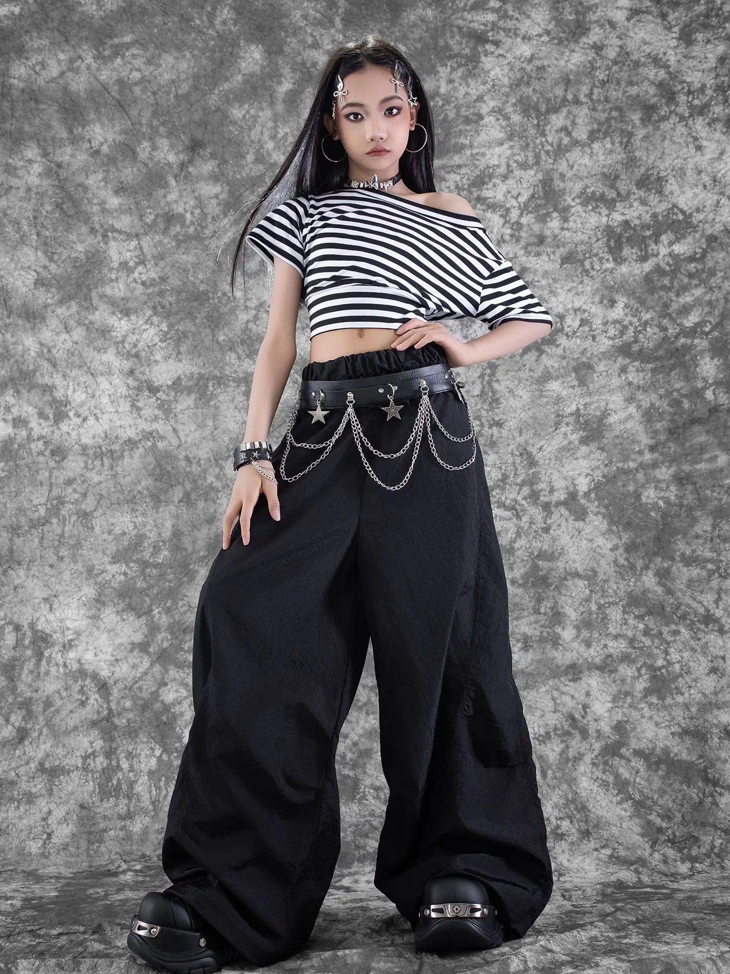 Kids Street Wear Hip Hop Kleding Zomer Meisjes Jazzdans Kostuums Kinderen Ballroom Dans Kleding Prestaties Outfit DW10875