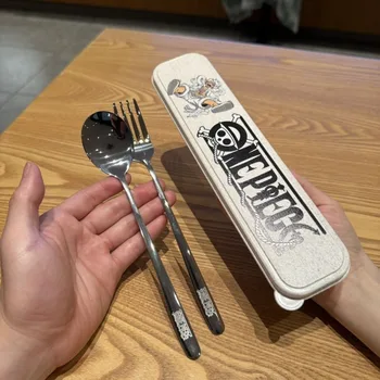 One Piece set pranzo bacchette e posate Rufy Gear V in acciaio inossidabile 3 pezzi con custodia 6