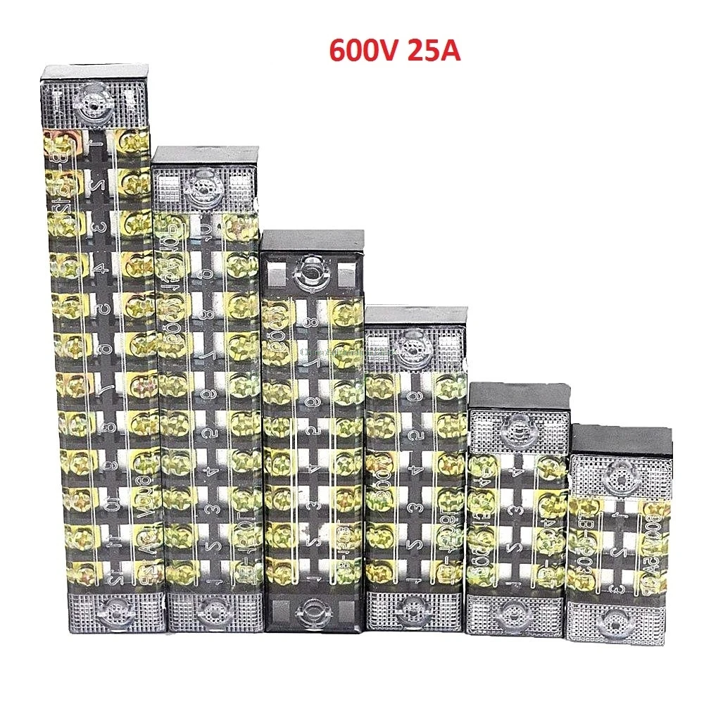 25A 600V Zweireihige Barriere Schraubklemmenblock Drahtverbinder TB Serie 3 4 5 6 8 10 12 16 20 Positionen Wege Fabrikgroßhandel