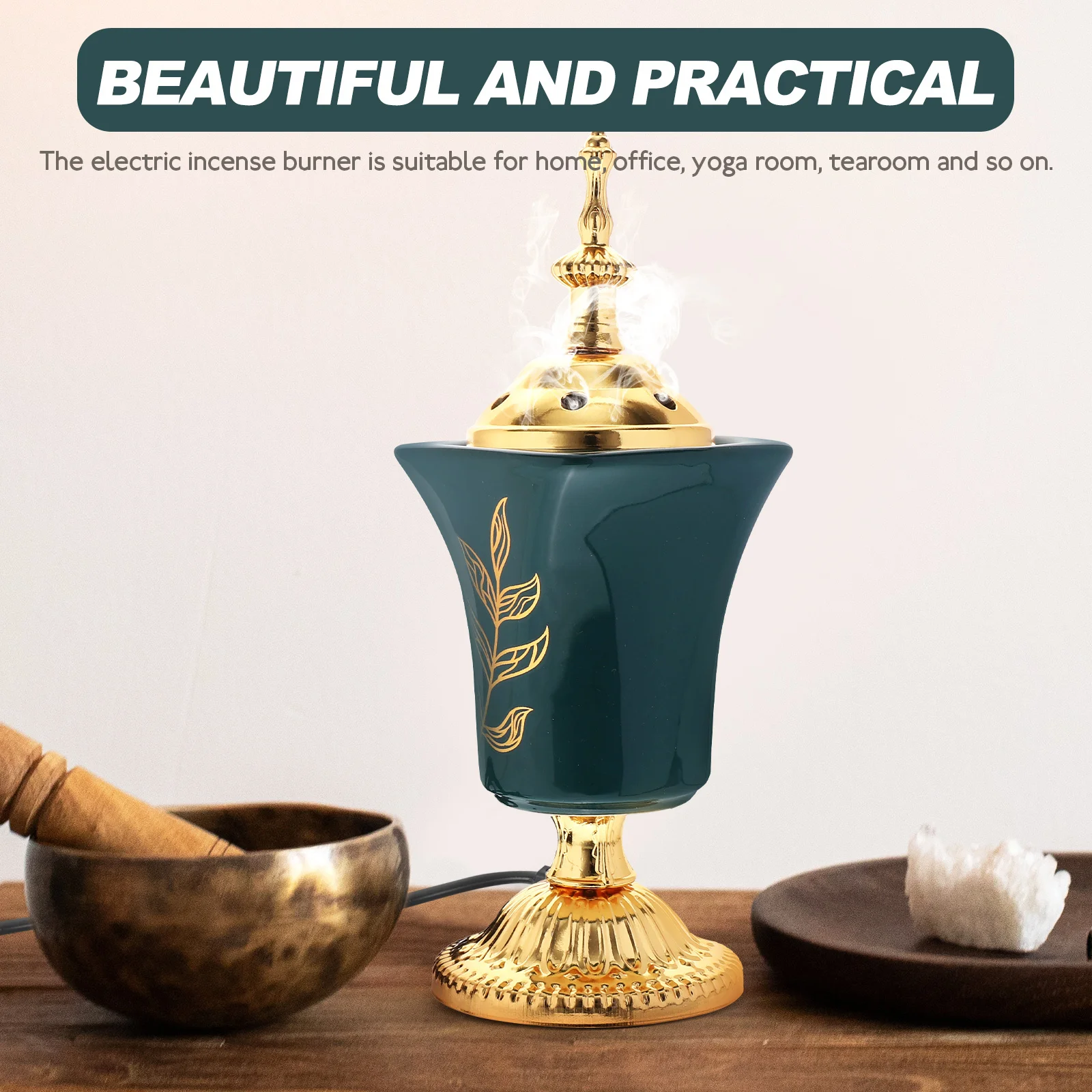 

Retro Electric Incense Burner Exquisite Metal Censer for Aromatherapy Tea Studio Decorative Incense Holder Us Plug