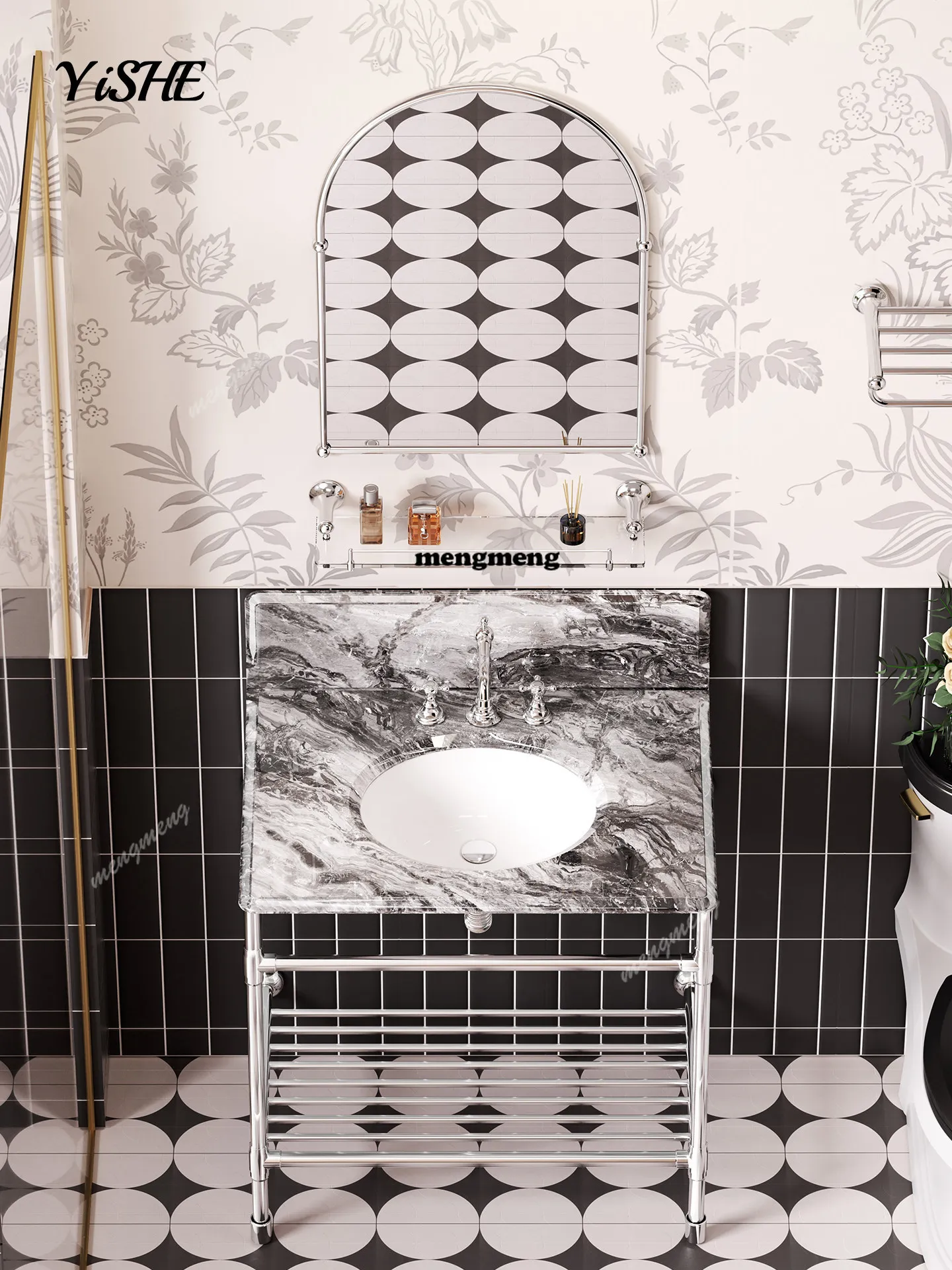 French retro washbasin natural marble premium bracket washbasin bathroom washbasin