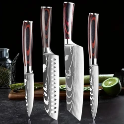 Professional Damascus Kitchen Knives Chef Knife Japanese Santoku Meat Cleaver Slicing Knife Stainless Steel Boning Knife