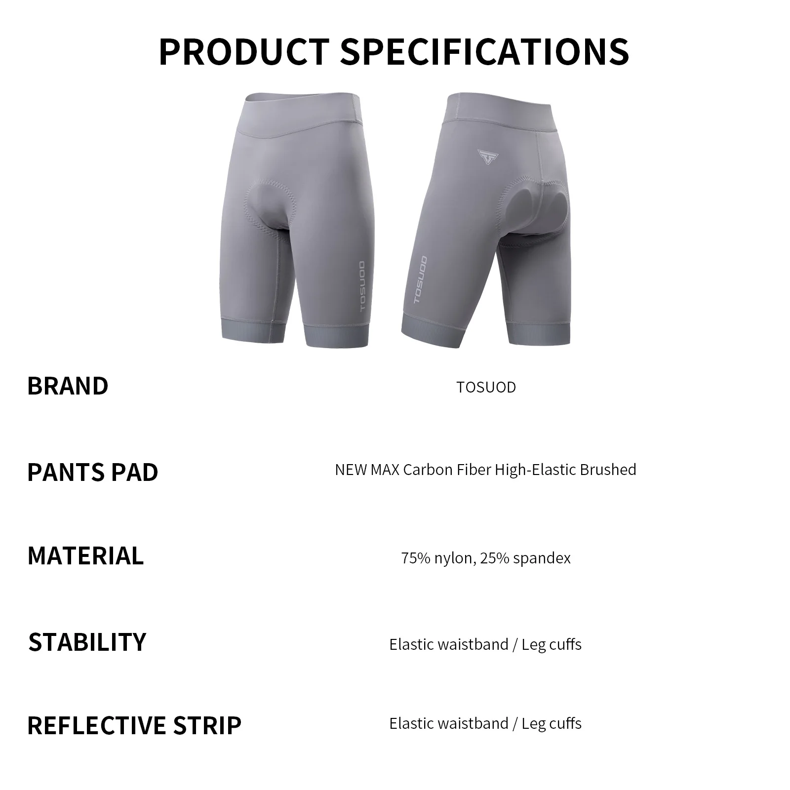 TOSUOD Komfort Hochelastische Damen-Radhose Rutschfest Gepolstert Stoßdämpfend MTB Rennrad Sportbekleidung – Detail 1