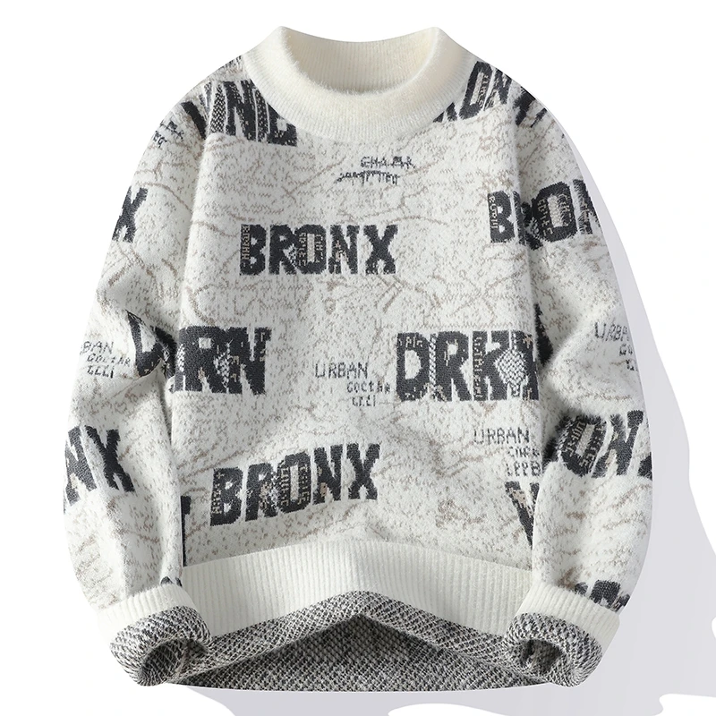 

Осень-зима, новый мужской свитер с буквами, высококачественный мужской брендовый пуловер, теплые вязаные топы, базовая рубашка High Street Trend