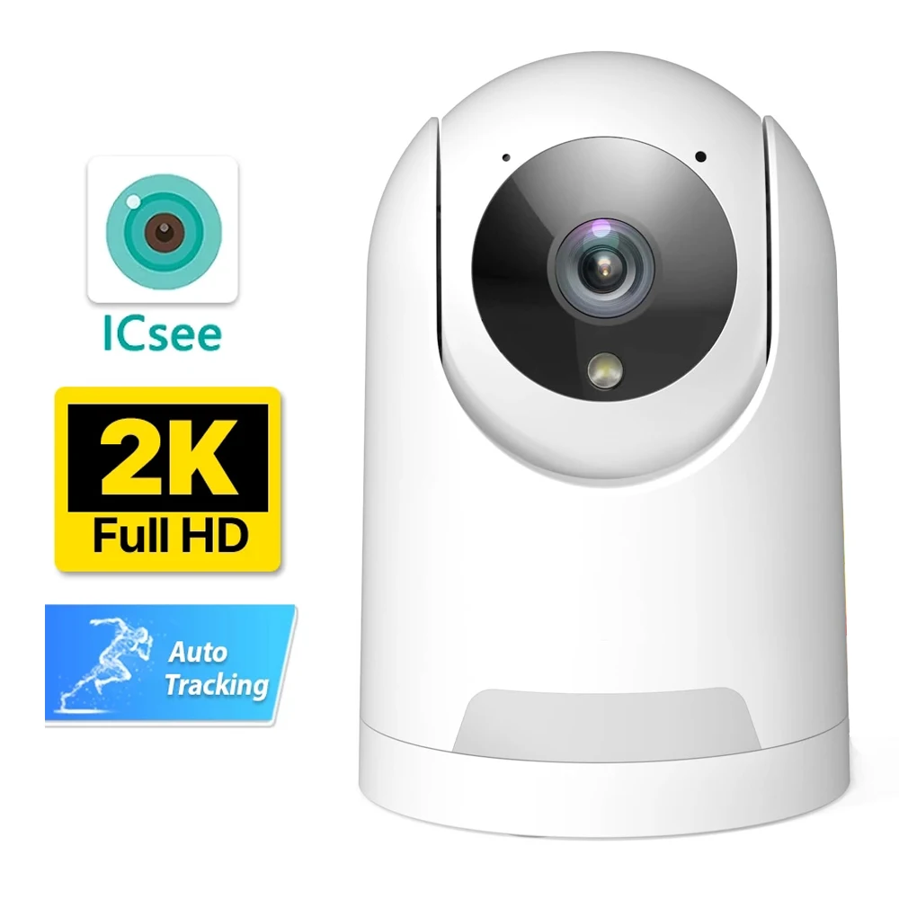 iCSee 4MP 2K WiFi PTZ Camera Mini Indoor Home Security IP Camera 2MP Auto Tracking IR Night Vision Human Detection Two Way Audio