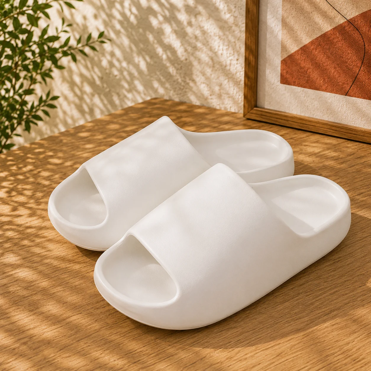 Men's and Women's Couple Style Spring and Summer Comfortable Eva Thick-Soled Casual Simple Slippers, Suitable for Indoor Bathroom and Home Use, Versatile for Both Indoor and Outdoor Wear