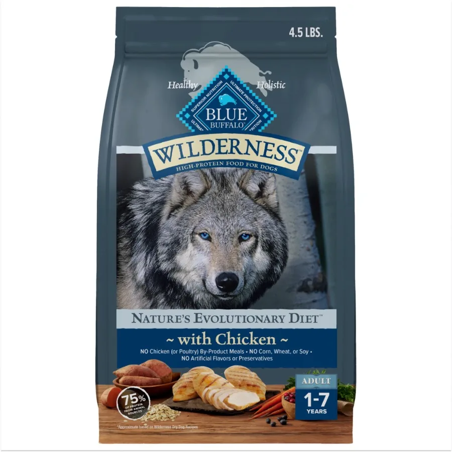 Alimento Seco Natural para Perros Wilderness Plus con Granos Saludables, Sabor a Pollo para Perros Activos, Fórmula Alta en Proteínas con Pollo Real