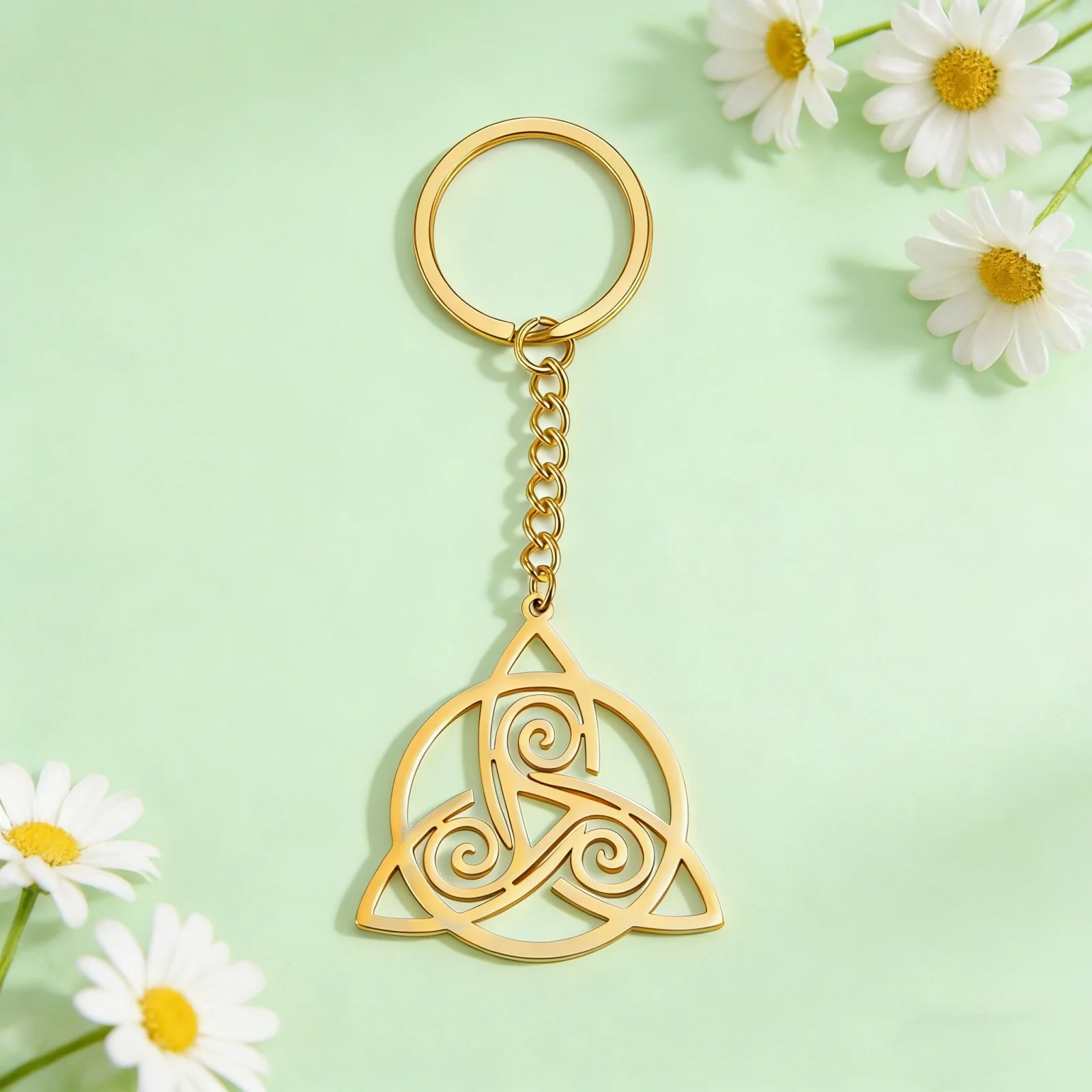 Skyrim Neuer Einfacher Edelstahl-Schlüsselanhänger Kreisförmiger Hexen-Keltischer Knoten Anhänger Auto-Taschen-Schlüsselring für Frauen Männer Schmuck Geschenke