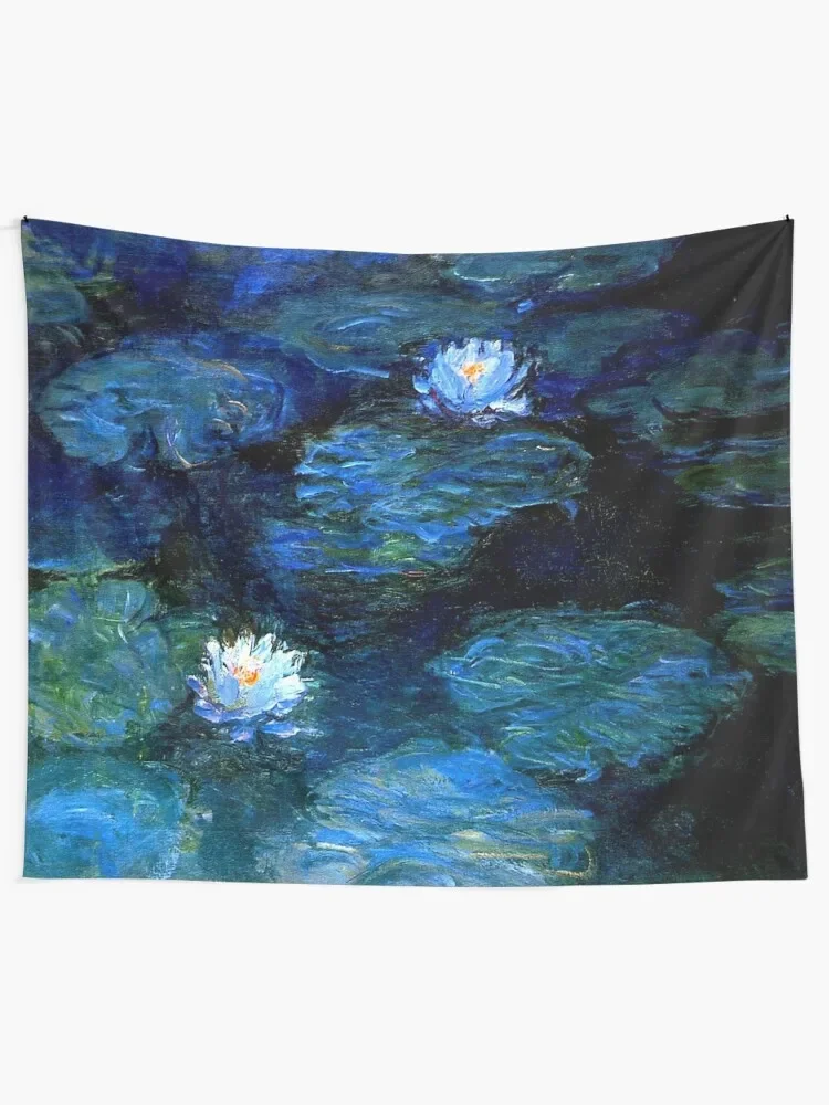 Water Lilies Monet deep blue Tapestry Wall Tapestries Room Decorations Wall Hangings Decoration Tapestry