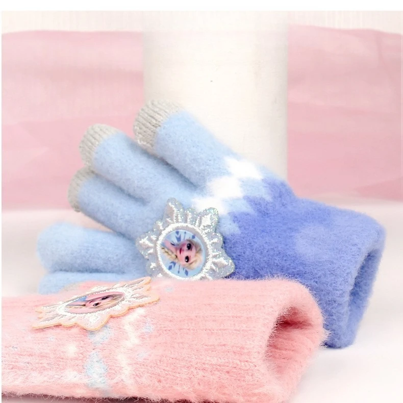 Disney children's gloves Frozen girl Princess Aisha elementary student's five-finger fingers to keep warm in winter touch screen
